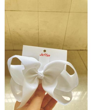 10 PCS Large 8 White Hair Bow Clips - Grosgrain Ribbon Solid Color Hair Accessories for Girls - Buy Online on GoSupps.com