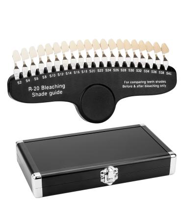faruijie Teeth Whitening Shade Guide - Tooth Bleaching Shade Chart 3D R-20 Professional Dental Color Comparing Tracking with Case & Mirror 20 Colors Black - Buy Online on GoSupps.com
