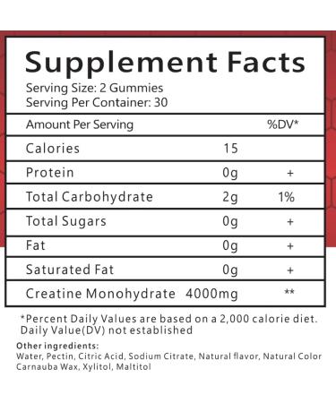 ProCreatine Monohydrate Gummies 4000mg - 60 Chewable Strawberry Flavoured Creatine | Pre Workout Supplement for Men & Women | Keto & Vegan Friendly - Buy Online on GoSupps.com