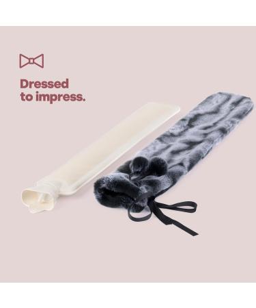 LIVIVO 2L Extra Long Hot Water Bottle with Removable Faux Fur Cover - Giant Size for Full Body Relief in Grey - Buy Online on GoSupps.com