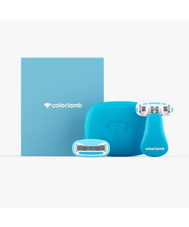 Colorlamb Portable Women's Razor Set - Cute Shell Manual Shaver for Bikini Leg Hair + 2 Skin Care Blades (Blue) - Buy Online on GoSupps.com