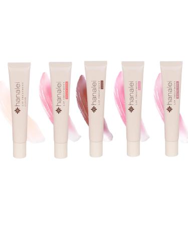 Hanalei 5-Pack Lip Treatment Bundle (Clear Peach Pink Mauve Pink Sand Rose) | Made with Kukui Oil Shea Butter Agave and Grapeseed Oil Soothe Dry Lips (Cruelty free Paraben free)