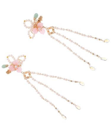 FRCOLOR 1 Pair of Comb Flower Headpiece Kimono Hair Clips Flower Pearl Hair Holder Qipao Hair Clip Hemp Hair Clip Children's Temperament Hair Clip Chinese Hair Clips Classic Hair Pin