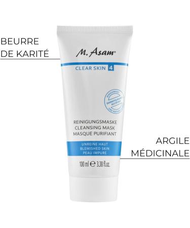 M. Asam CLEAR SKIN Cleansing Mask (100 ml) - Soothing Clay Face Mask Fights Pimples Impurities and Reduces Pores Clay Face Treatment Against Acne Vegan - Buy Online on GoSupps.com