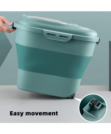 Foldable 30lb Capacity Dog Food Storage Container with Scoop Lid - Airtight Large Plastic Bin for Pet Food, Cat Food, Fish Food, Bird Seed - 50lb Grain and Rice Holder - Green - Buy Online on GoSupps.com