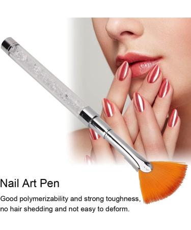 ANKROYU Fan Shaped Nail Art Pen Brush with Rhinestone Handle Nail Art Flower Drawing Pen Glitter Art Drawing Fan Pen Liner Brush Dust Powder Remover Nail Brush(B) - Buy Online on GoSupps.com
