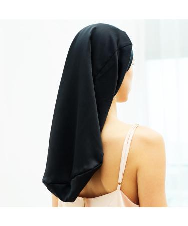 Desmend 19 Momme Silk Sleep Cap for Long Hair | XL-XXL Black | Hair Protection & Comfort - Buy Online on GoSupps.com
