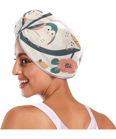 Bird Flower Tree Hair Towel 2 Pack | Super Absorbent Quick Dry Turbans for Women & Girls - Buy Online on GoSupps.com
