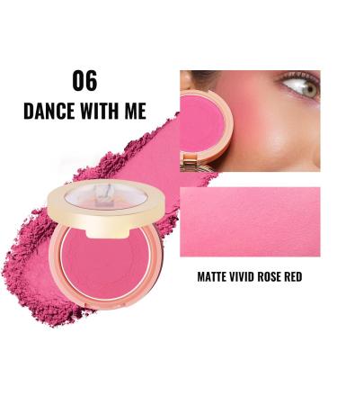 Oulac Rouge Powder Matt Blush | Vegan Cruelty-Free Natural Makeup | Super-Fine Blush for All Skin Types | 4.8g Shade 06 Dance with Me - Buy Online on GoSupps.com
