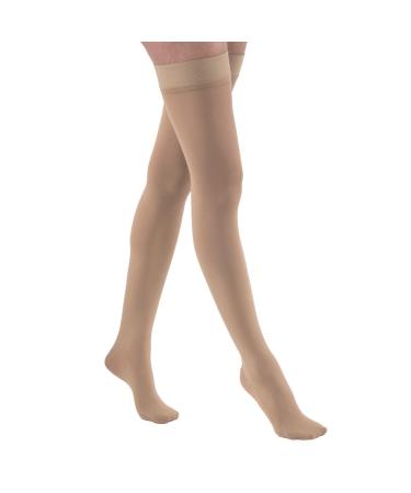 JOBST Relief Thigh High 15-20 mmHg Compression Stockings, Closed Toe with Silicone Dot Band, Medium, Beige Beige Medium (Pack of 1)
