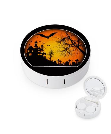 Creepy Halloween Round Case For Contact Lens Kit Storage Box with Mirror Printed