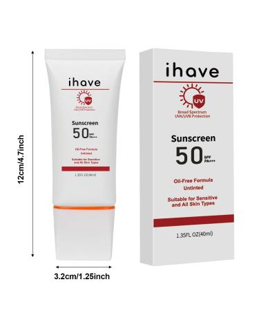 iHave Sunscreen for Face - SPF 50 Broad Spectrum UVA/UVB Protection Oil-Free & Fast-Absorbing Sunblock Ideal for All Skin Types - Travel-Friendly Facial Sun Screen Protector - Buy Online on GoSupps.com