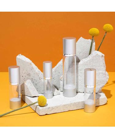 Luxe Airless Pump Bottle 50 ML - Clear & Matte Silver Lid for Homemade Beauty Products Lotion & Serum - International Shipping Available - Buy Online on GoSupps.com