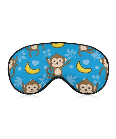 Monkeys and Bananas Soft Sleep Mask with Adjustable Strap Effective Shading Eye Mask Cover Funny Blindfold for Women Men