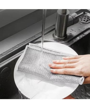 10PCs Shiny Wire Anti-Scratch Cleaning Cloths - Protect Sensitive Surfaces | Double-Layer Steel Wire Towels for Kitchen Use - Buy Online on GoSupps.com