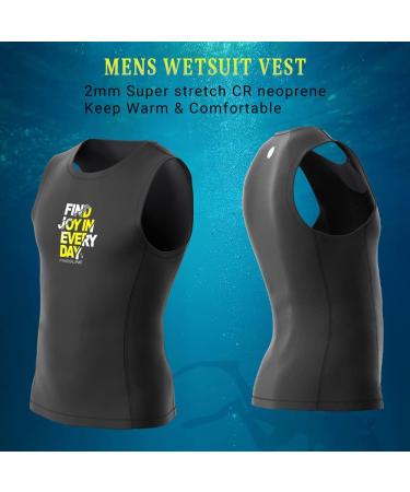 Men's 2mm Premium Neoprene Wetsuit Vest - Sleeveless Surfing, Canoeing, Scuba Diving - Black, Size Large - Buy Online on GoSupps.com