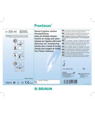 B Braun Melsungen AG Prontosan Wound Irrigation Solution cleaning rinsing and moisturizing of acute chronic and infected skin wounds and burns 350 ml spray bottle - Buy Online on GoSupps.com