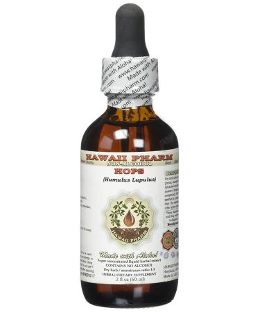 Hops Alcohol-Free Liquid Extract Organic Hops (Humulus Lupulus) Dried Flower Glycerite Hawaii Pharm Natural Herbal Supplement 2 oz 2 Fl Oz (Pack of 1)