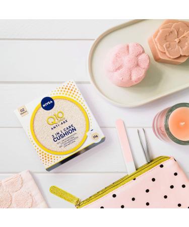 NIVEA Q10 3EN1 Cushion Tono Medio 15ml - Perfeccionador Facial Hidratante Anti-Aging con Protector Solar - Piel Uniforme y Natural - Buy Online on GoSupps.com