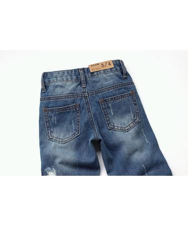 KIDSCOOL SPACE Baby Girl Boy Slim Jeans | Elastic Band Ripped Denim Pants 4-5 Years | Slim Blue-2047 - Buy Online on GoSupps.com