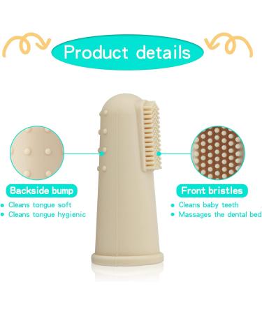 UHFi Baby Toothbrush Finger Toothbrush & Tongue Cleaner Kit - Silicone Brush for Babies 0-12 Months (Clay/Ivory) - Buy Online on GoSupps.com