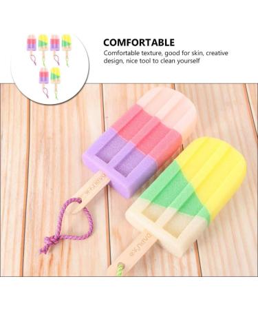 MILISTEN Ice Cream Shaped Bath Sponge Pouf Shower Set - 6Pcs with Short Handle | Unisex Bathroom Supply - Buy Online on GoSupps.com