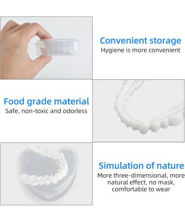 Brigtviee Instant Cosmetic Dentures Veneers - Upper & Lower Temporary Teeth for Men & Women - 2 Pairs with Mini Tweezers for Tooth Whitening - Buy Online on GoSupps.com
