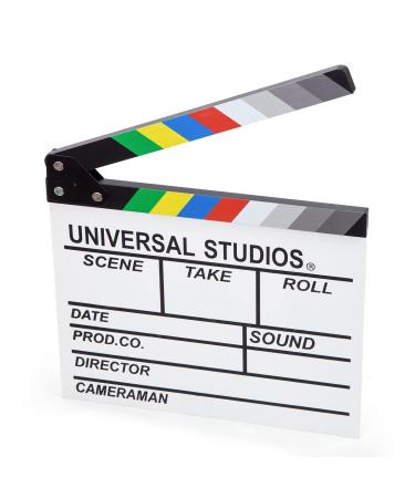 MCPINKY White Movie Clapboard, Wooden Clapper Board Rainbow Color Professional Film Slate for Film Props Director