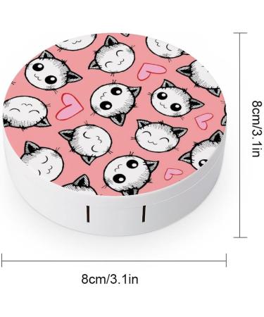 Smiling Cats & Hearts Contact Lens Case | Cute Portable Storage Box with Mirror - International Shipping Available - Buy Online on GoSupps.com