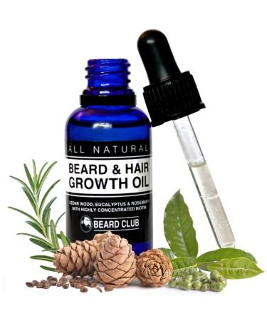 Beard Club - Beard Growth Support Oil with Natural Essential Oils Organic Beard Oil for Men with Argan & Jojoba Oil Beard Softener - Beard Growth Oil - Beard Growth Serum - 30ml