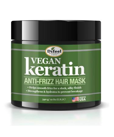 Difeel Vegan Keratin Anti-Frizz Hair Mask 12 oz. - Vegan and Cruelty Free