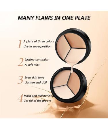 Tri-color Face Concealer Palette - Color Corrector & Contouring Makeup with Brush for Dark Circles & Blemishes - Waterproof & Long-Lasting - Buy Online on GoSupps.com