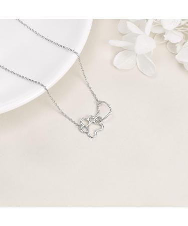 ONEFINITY Sterling Silver Paw Print Heart Necklace with Crystal - Pet Lover Jewelry Gift - Buy Online on GoSupps.com