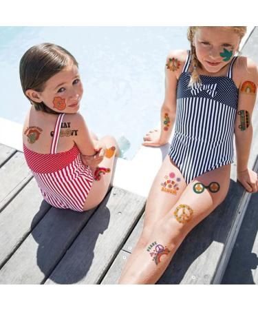 Ooopsiun Hippie Temporary Tattoos for Kids - 70 Styles Peace, Love & Flower Power Party Favors - Buy Online on GoSupps.com