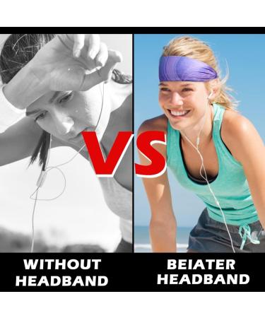 Beister Sports Headbands (5 Pack) for Men Women | Moisture Wicking Sweat Band | Elastic Wide Hair Bands for Workout | Athletic Headband for Running Cycling Basketball Gym | Doodle Grey, Black, White, Sketch Green, Blue - Buy Online on GoSupps.com