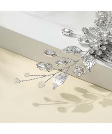Vakkery Wedding Hair Comb Silver Crystal Flower Hair Combs Slides Bridal Hair Accessories for Women and Girls - Buy Online on GoSupps.com