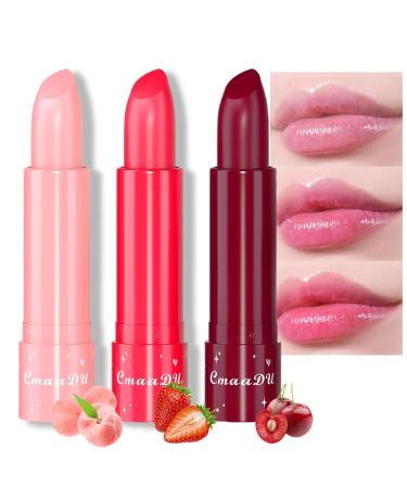 BINGBRUSH 3Pcs Color Changing Lipstick Queen Long Lasting Lip Care Moisturizer Lip Balm Magic Lip Gloss Lip Tint Stain Glossly Makeup Lipstick Set for Women
