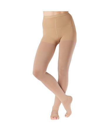 Absolute Support compression tights made of opaque for women class 2 20-30mmhg - graded compression stockings long with open tip for varicose veins lymphedema lymphedema - beige X -Large XL beige