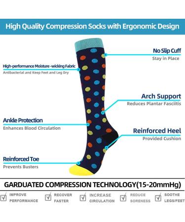 7 Pairs Medical Compression Socks 15-20 mmHg for Women and Men - Colorful Support for Varicose Veins, Athletic, Running, Cycling, Pregnancy - Multi-Colored S-M - Buy Online on GoSupps.com