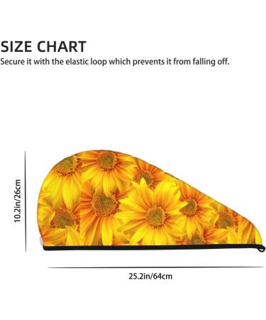 Quick-Dry Hair Towel Wrap with Button - 3D Sunflowers | Hair Turban for Fast Drying | Premium Towel for International Shipping - Buy Online on GoSupps.com