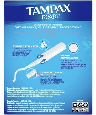 Tampax Pearl Plastic Unscented Tampons Regular Absorbency - 18 Count Pack - Buy Online on GoSupps.com