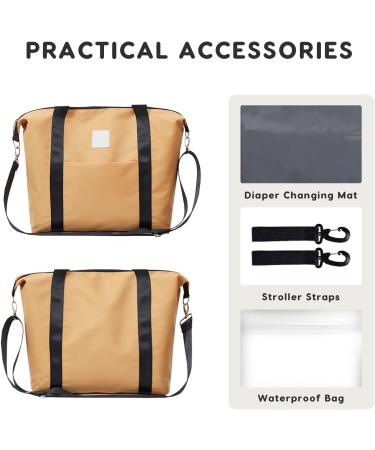 SONARIN Large Capacity Waterproof Baby Nappy Changing Tote Bag - Stylish Satchel Messenger Bag with Stroller Straps & Changing Mat Yellow - Buy Online on GoSupps.com