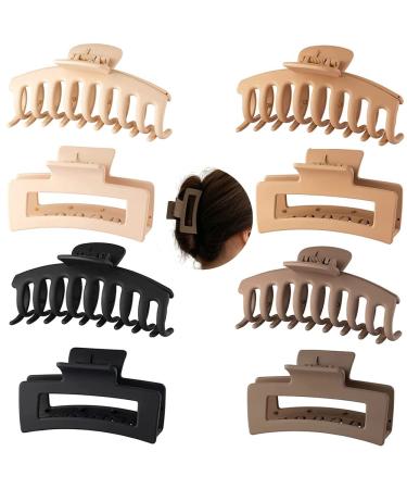 8 Pack 4.3" Large Hair Clips Claw Clips Hair Clips for Women & Girls 2 Styles 4 Colors Internal tooth design Strong Hold Matte Claw Hair Clips for Women Thick Hair & Thin Hair 90's Vintage Hair Clip