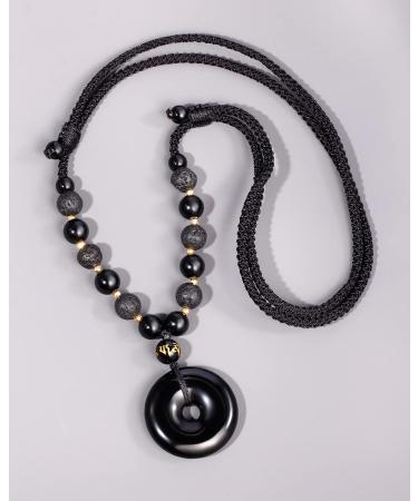 Feng Shui Black Obsidian & Lava Rock Necklaces - Essential Oil Diffuser for Men & Women | Protection Amulets & Power Gemstones - Buy Online on GoSupps.com
