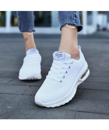 GAXmi Women's Breathable Mesh Sneakers - Lightweight Air Cushion Running & Walking Shoes - Casual Gym Footwear 42 EU White - Buy Online on GoSupps.com