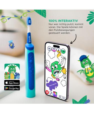Buy Gum Playbrush Junior 6+ | Smart Electric Toothbrush for Kids with App Pressure Control & Timer - Blue - Buy Online on GoSupps.com