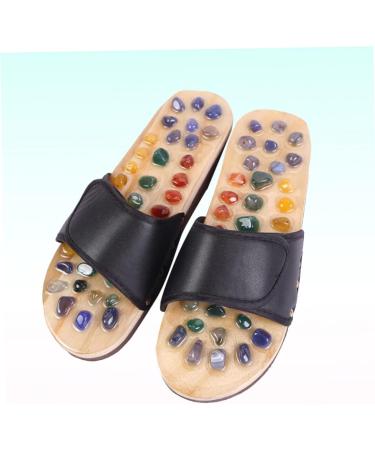 FRCOLOR 1 Pair Massage Slippers Foot Massager Shoe Men Slide Sandals Mens House Slippers Men s Sandals Man Sandals House Shoes for Men Shoes Sandals Mat Wooden Agate Leisure Shoes 43 Black - Buy Online on GoSupps.com