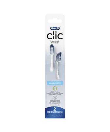 Oral-B Clic Toothbrush Ultimate Clean Replacement Brush Heads, White, 2 Count - Buy Online on GoSupps.com