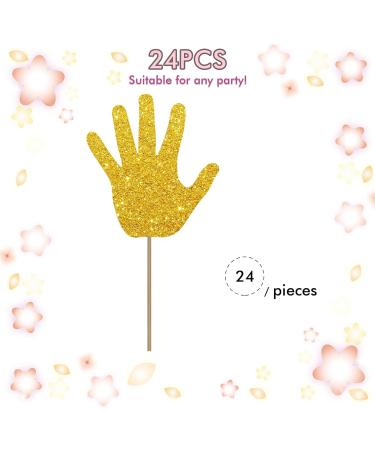 Set of 24 High Five Cupcake Toppers Gold Glitter Hand Cupcake Toppers for 5th Birthday High Five Cake Decorations for Happy 5th Birthday/Anniversary Party Supplies - Buy Online on GoSupps.com