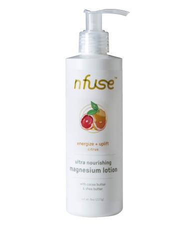 nfuse Magnesium Body Lotion - Mg++ Delivery Technology - Pure Magnesium Chloride U.S.P. - Aromatherapeutic Essential Oils - Citrus: Energize + Uplift - Energy, Vitality - 8 oz